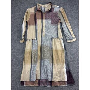 Zara Basic Collection Dress Womens Medium Multi Color Stripe Shirt Midi Collared